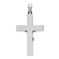 14k White Gold Polished Hollow Crucifix Pendant with Rhodium Finish