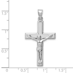 14k White Gold Polished Hollow Crucifix Pendant with Rhodium Finish