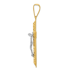 14K Two-Tone Gold Crucifix Pendant with Diamond-Cut Detail