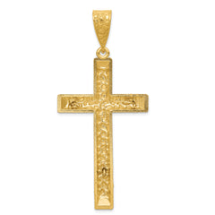 14K Two-Tone Gold Crucifix Pendant with Diamond-Cut Detail