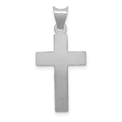 14K White Gold Crucifix Pendant with Polished Diamond-Cut Finish