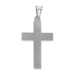 14K White Gold Crucifix Pendant with Diamond-Cut Design Polished Finish