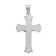 14K White Gold Crucifix Pendant with Polished Diamond-Cut Finish