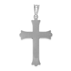 14K White Gold Crucifix Pendant with Polished Diamond-Cut Finish by Sophia