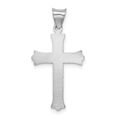 14K White Gold Crucifix Pendant with Polished Rhodium Finish Diamond-Cut