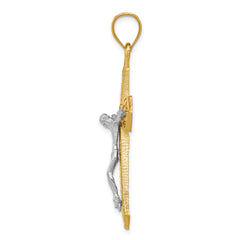 14K Two-Tone Gold Polished Passion Crucifix Pendant with Diamond-Cut Detailing