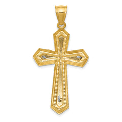 14K Two-Tone Gold Polished Passion Crucifix Pendant with Diamond-Cut Detailing