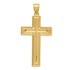 14K Two-Tone Gold Diamond-Cut Latin Crucifix Pendant Polished Solid Design