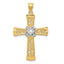 14k w/Rhodium Diamond-cut Filigree Cross Pendant