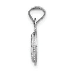 14K White Gold Our Lady of Guadalupe Round Pendant with Diamond-Cut Finish