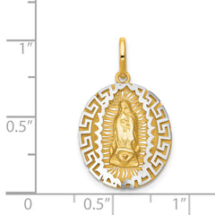 14K Two-Tone Gold Our Lady of Guadalupe Pendant with Polished Finish