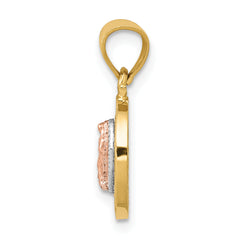 14K Two-Tone Gold Lady Guadalupe Pendant with CZ Accents and Polished Finish