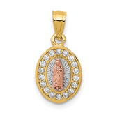 14K Two-Tone w/White Rhodium D/C CZ Lady Guadalupe Pendant