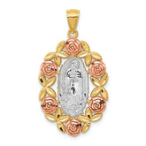 14K Two-Tone w/White Rhodium Lady Of Guadalupe Pendant