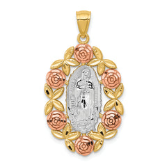 14K Two-Tone w/White Rhodium Lady Of Guadalupe Pendant