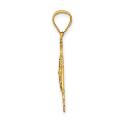 14K Gold San Benito Reversible Cross Pendant Polished & Textured