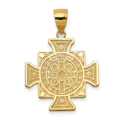 14K Gold San Benito Reversible Cross Pendant Polished & Textured