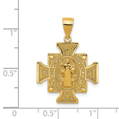 14K Gold San Benito Reversible Cross Pendant Polished & Textured