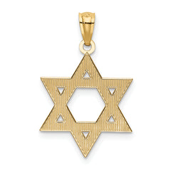 14K Gold Diamond-Cut Polished Star of David Pendant Elegant Solid Design