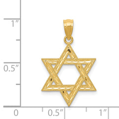 14K Gold Diamond-Cut Polished Star of David Pendant Elegant Solid Design