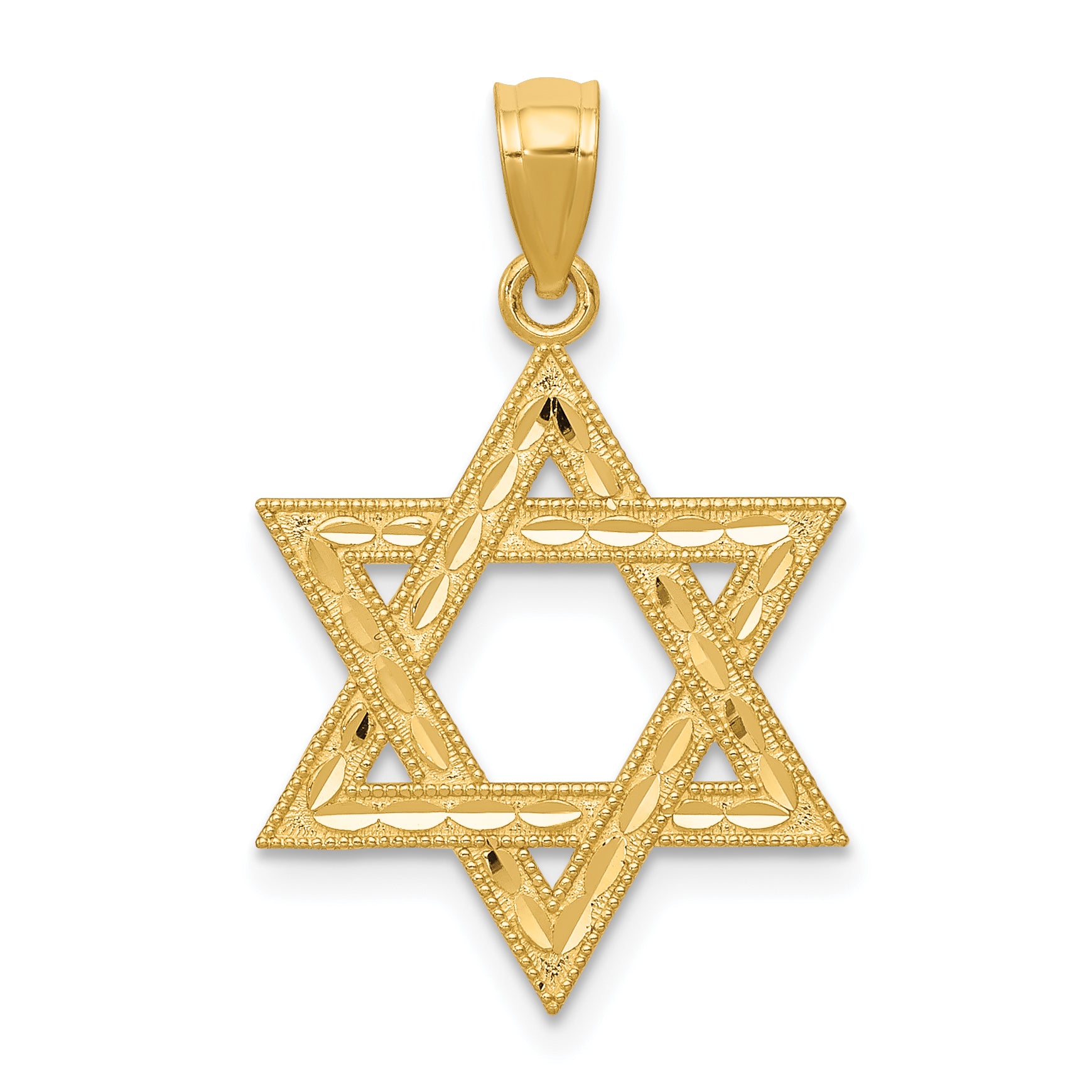 14k Diamond-cut Polished Star of David Pendant