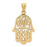 14k Polished Filigree Hamsa Pendant