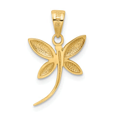 14K Gold & Rhodium Dragonfly Pendant with Polished Diamond-Cut Finish