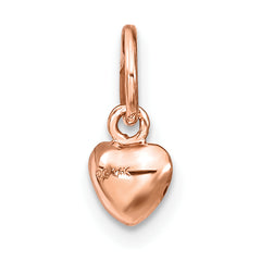 14K Rose Gold Polished 3D Puffed Heart Charm Elegant & Romantic Design