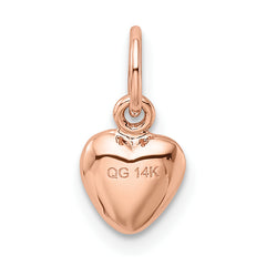 14K Rose Gold Polished 3D Puffed Heart Charm Elegant, Hollow Design