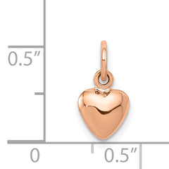 14K Rose Gold Polished 3D Puffed Heart Charm Elegant, Hollow Design