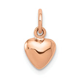 14K Rose Polished 3-D Puffed Heart Charm