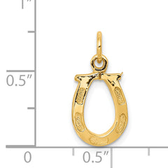 14K Gold Polished Horseshoe Charm for Men Solid & Textured Finish