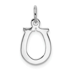 14K White Gold Horseshoe Charm with Polished Rhodium Finish Men's Lux Style