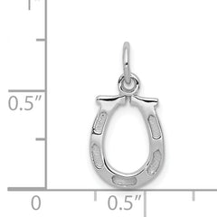 14K White Gold Horseshoe Charm with Polished Rhodium Finish Men's Lux Style