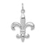 14K White Gold Fleur de Lis Charm with Rhodium Finish Elegant 3D Design