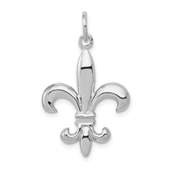 14K White Gold Fleur de Lis Charm with Rhodium Finish Elegant 3D Design