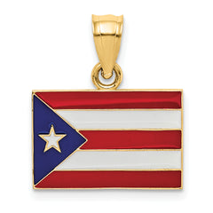 14K Gold Puerto Rico Flag Pendant with Enamel Detailing Casted Solid Design