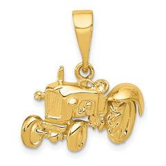 14K Gold Tractor Pendant with Solid Cast Design 22mm