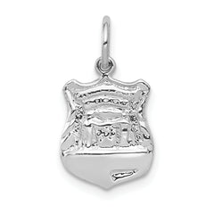 14K White Gold Police Badge Charm with Rhodium Plating Elegant and Durable Design