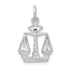 14K White Gold Scales of Justice Charm with Rhodium Plating, 21mm