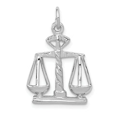 14K White Gold Scales of Justice Charm with Rhodium Polished Finish