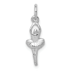 14K White Gold Ballerina Charm with Rhodium Plating Elegant and Timeless Design