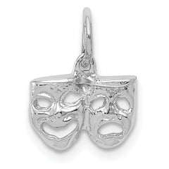 14K White Gold Comedy/Tragedy Charm with Rhodium Plating Elegant & Distinct