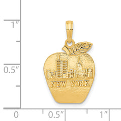 14K Gold New York Skyline Apple Pendant with Polished Finish