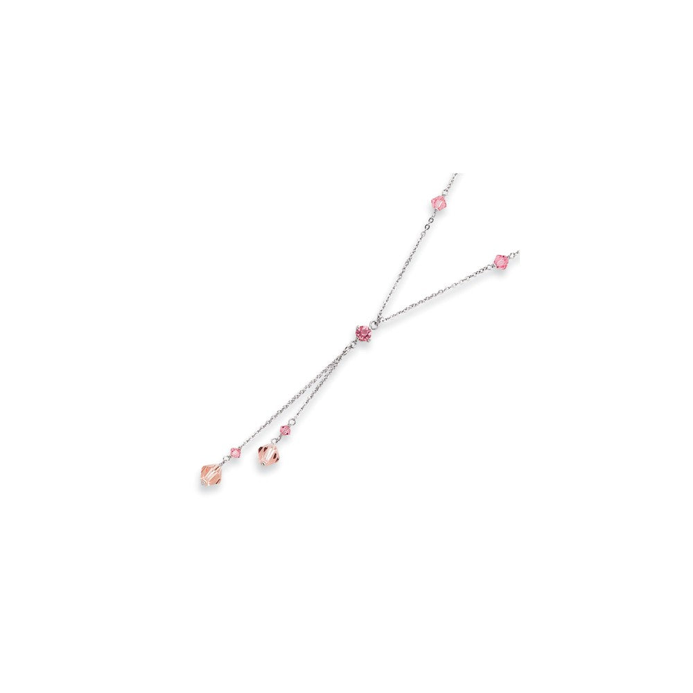 18in Rhodium-plated Kelly Waters Pink Crystal Y-Necklace