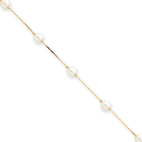 8.25in Gold-plated Kelly Waters White Simulated Pearl Bracelet