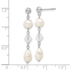 Kelly Waters Rhodium-Plated Simulated Pearl and Crystal Drop Earrings Polished, Elegant Design
