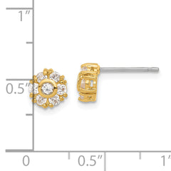Gold-Plated CZ Flower Earrings with Polished Finish Elegant, Feminine Design