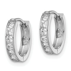 Kelly Waters Rhodium-plated Channel Set Clear CZ Huggie Earrings