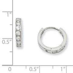 Kelly Waters Rhodium-plated Channel Set Clear CZ Huggie Earrings